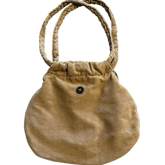 Corduroy Purse Khaki Handbag Boho Retro - Picture 2 of 7